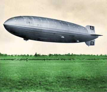 Demonstration flight of post-DELAG airship LZ 129 before it received the name Hindenburg, 1936.