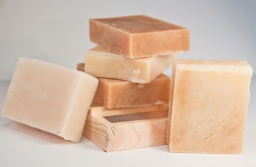 A stack of home made soap bars.